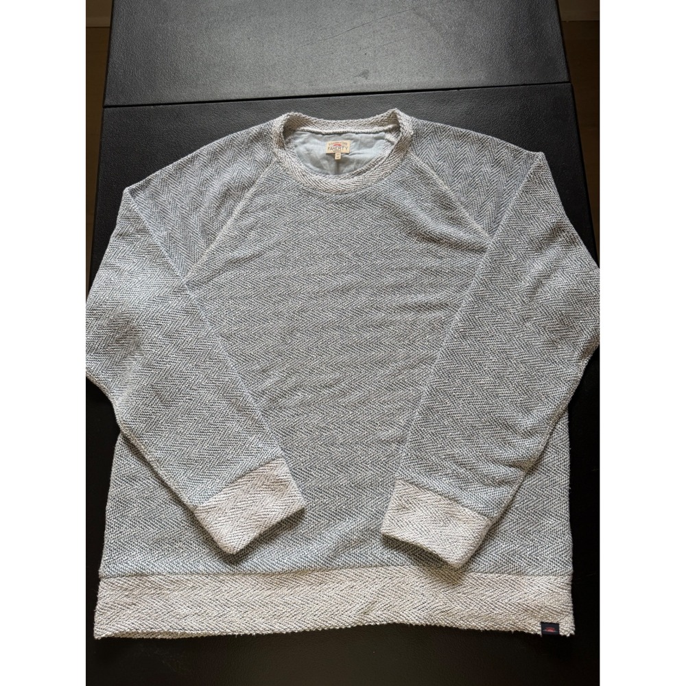 Faherty Brand Mens XL Light Blue Herringbone Raglan Crewneck Sweatshirt MKC0130